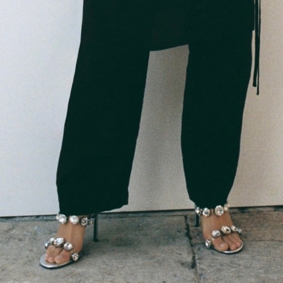 💎Zara Rhinestones Crystals Embellished Mules Silver Heels US Sz 11/ EU 42 - Picture 11 of 11